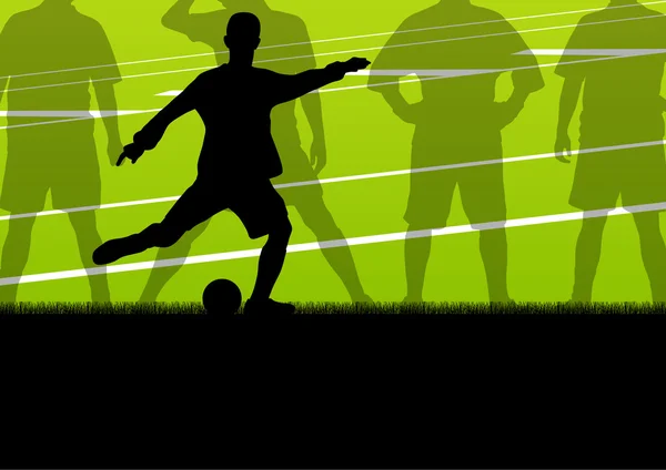 Soccer footballeurs sport actif silhouettes vecteur backgrou — Image vectorielle