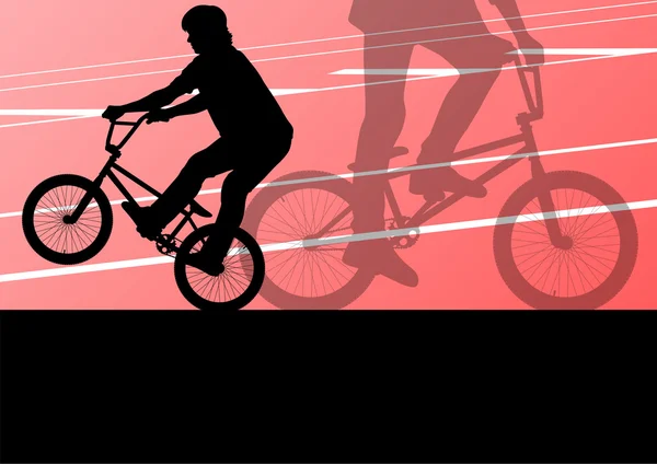 Extremo ciclista activo deporte siluetas vector de fondo — Archivo Imágenes Vectoriales