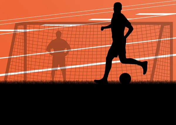 Calcio giocatori di calcio silhouette sportive attive vettore backgrou — Vettoriale Stock