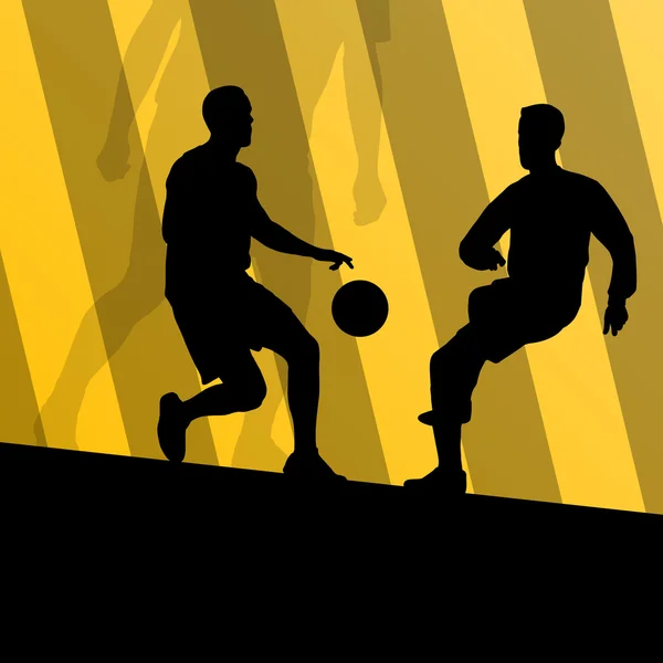 Ποδόσφαιρο Ποδόσφαιρο παίκτες ενεργός sport σιλουέτες vector φόντο — Διανυσματικό Αρχείο