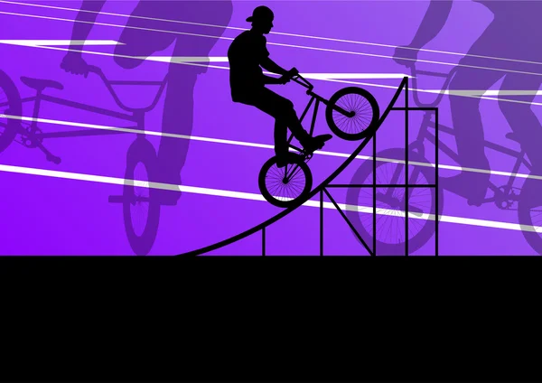 Extremo ciclista activo deporte siluetas vector de fondo — Archivo Imágenes Vectoriales