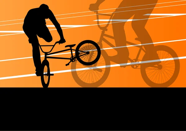 Extremo ciclista activo deporte siluetas vector de fondo — Vector de stock