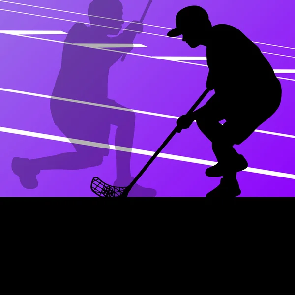 Joueurs de balle au sol silhouettes sportives actives fond illustra — Image vectorielle