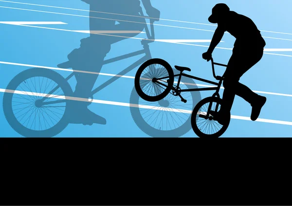 Extremo ciclista activo deporte siluetas vector de fondo — Archivo Imágenes Vectoriales