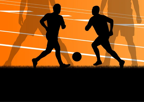 Soccer footballeurs sport actif silhouettes vecteur backgrou — Image vectorielle