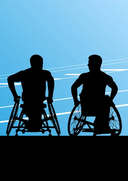 Aktywnych ludzi niepełnosprawnych na wózku inwalidzkim sportowe koncepcja silho szczegółowe — Wektor stockowy