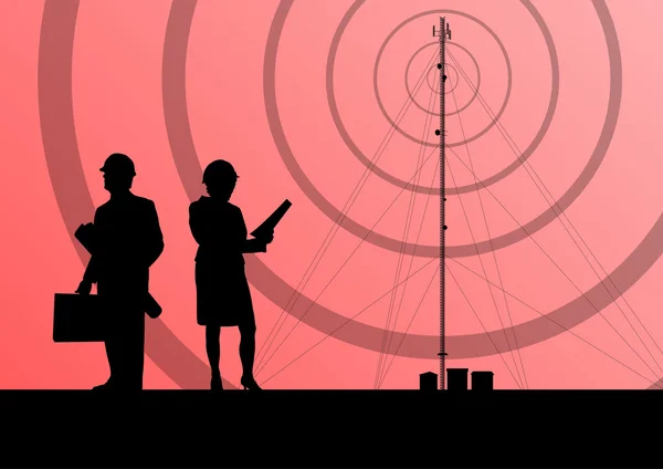 Telecomunicazioni radio torre o stazione di base del telefono cellulare con — Vettoriale Stock