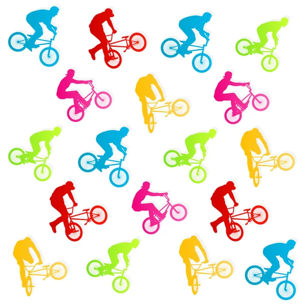 Extreme bicycle riders vector background illustration — Stock Vector