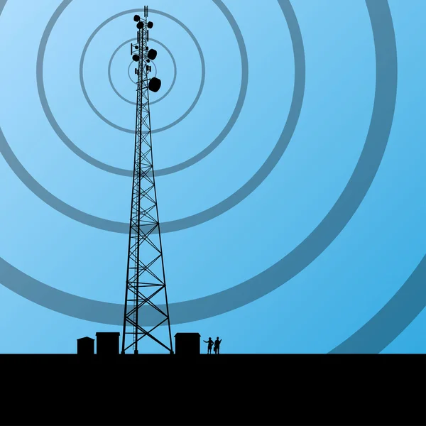 Telecomunicações rádio torre ou estação base de telefone móvel conc —  Vetores de Stock