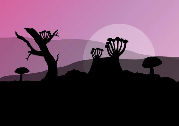 蜜环菌树桩魔术矢量景观 — 图库矢量图片