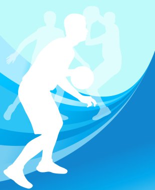 Il basketbolcular aktif spor siluetleri vektör arka plan