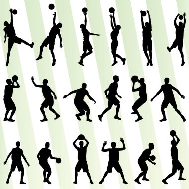 erkek basketbol vektör arka plan siluet set