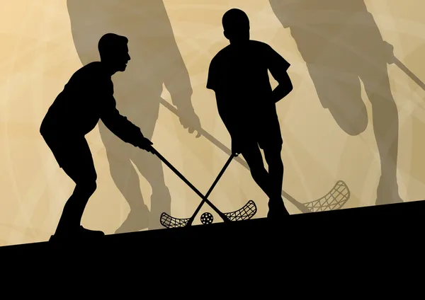 Joueurs de balle au sol silhouettes sportives actives vecteur abstrait retour — Image vectorielle