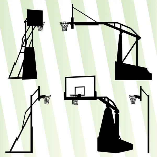 バスケット ボール フープのベクトルの背景設定の概念 — ストックベクタ