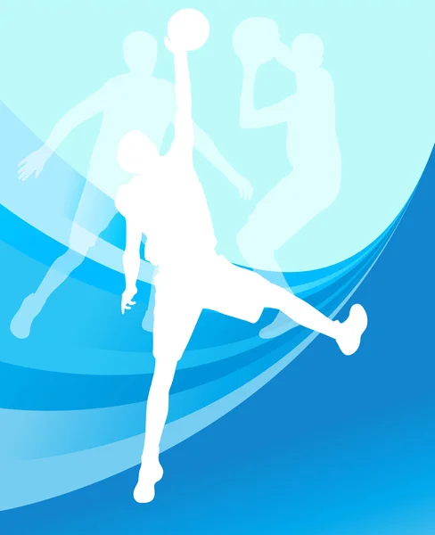 Basketball players active sport silhouettes vector background il — Stock Vector