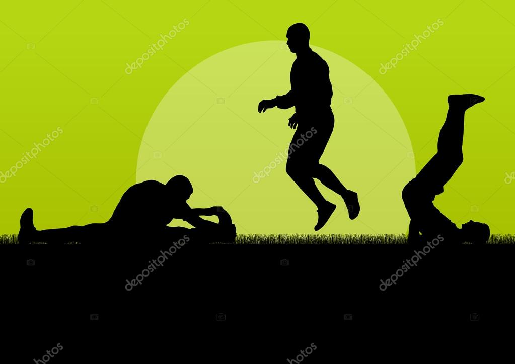 Man stretching exercise warming up vector background Stock Vector Image by  ©k3studija #35729685