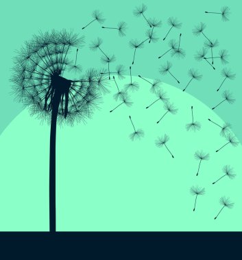Blow dandelion vector vintage background concept clipart