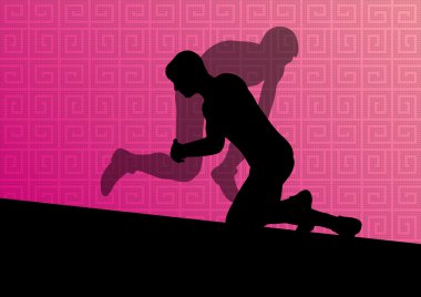 Yunan Roma aktif erkek spor siluetleri vektör abstra güreş