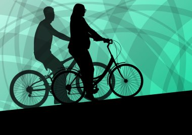 aktif genç aile bisikletçiler Bisiklet binici aktif spor silhoue