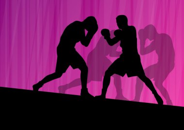 Boks aktif genç erkekler boks spor siluetleri vektör soyut ba