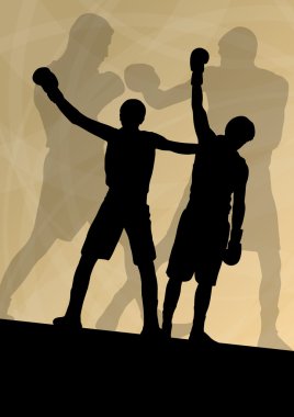 Boks aktif genç erkekler boks spor siluetleri vektör soyut ba