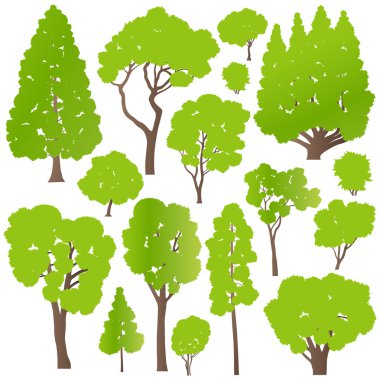 ağaç ve çalıların ekoloji vektör arka plan kavramı ayarla