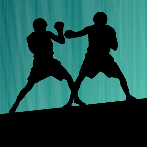 Boxning aktiva unga rutan män sport silhuetter vector abstrakt ba — Stock vektor