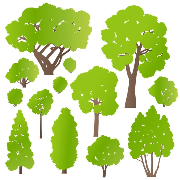 Árbol y arbustos conjunto ecología vector fondo concepto — Archivo Imágenes Vectoriales