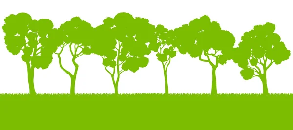 Wald Bäume Silhouetten Landschaft Illustration Hintergrund Vecto — Stockvektor