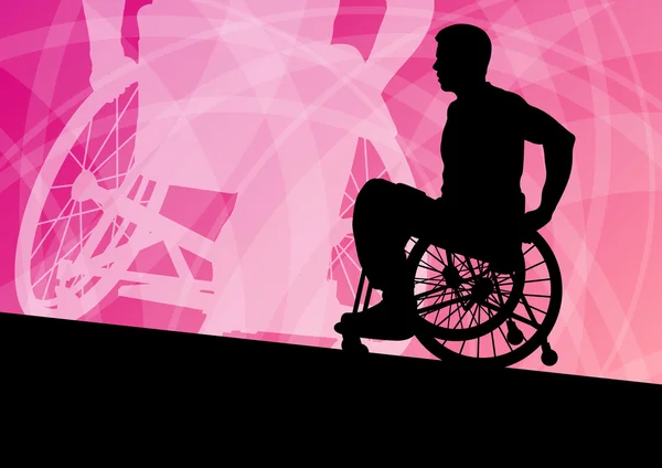 Ενεργό απενεργοποιημένη νέους άνδρες σε μια αναπηρική καρέκλα ιδέα λεπτομερή αθλητισμού — Διανυσματικό Αρχείο