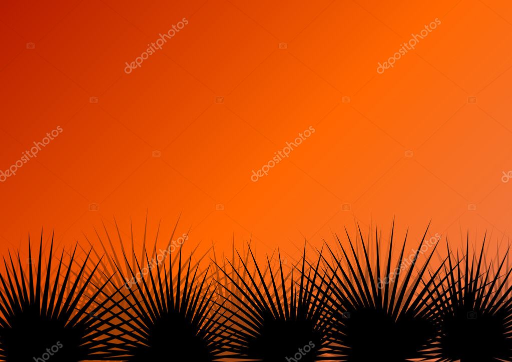 Fondos de sol abstractos con siluetas de hierba y estrellas. — Vector