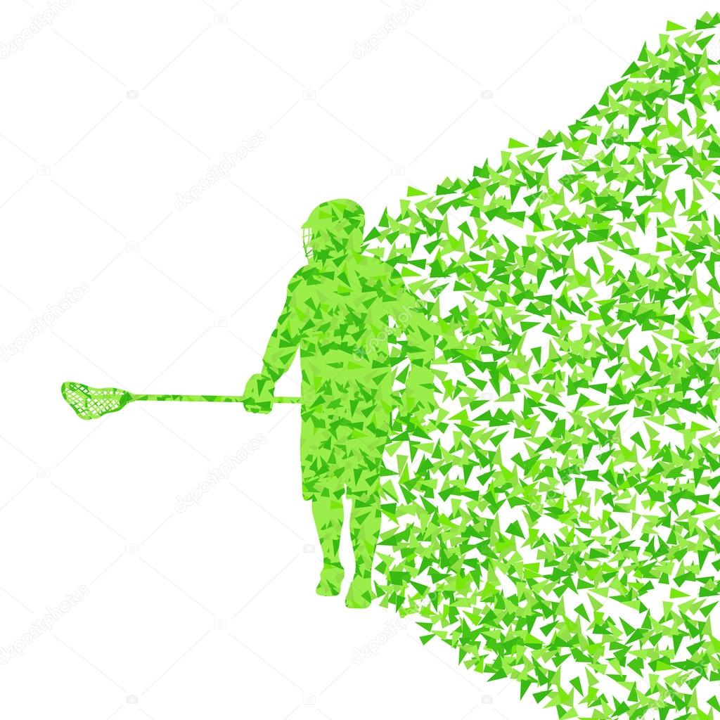 Lacrosse player vector background abstract concept made of trian