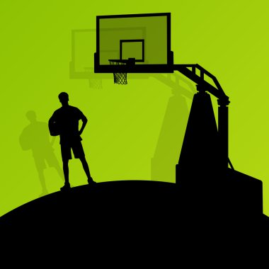 basketbol oyuncuları genç aktif spor siluetleri vektör backgro
