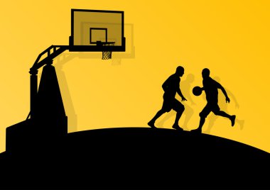 basketbol oyuncuları genç aktif spor siluetleri vektör backgro