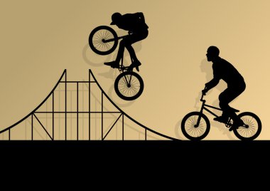 Extreme Bisiklet binici aktif çocuk siluet spor Bisiklet
