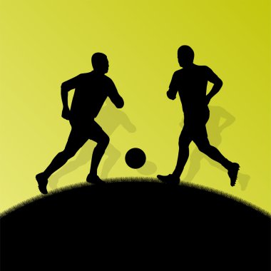 futbol Futbol oyuncular aktif spor siluetleri vektör backgrou