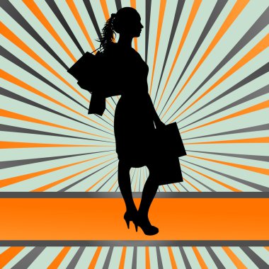 Kadınlar alışveriş torbaları vektör arka plan soyut kavram ile