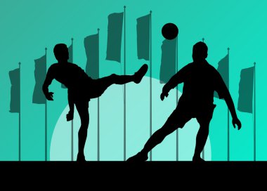 futbol Futbol oyuncular aktif spor siluetleri vektör backgrou