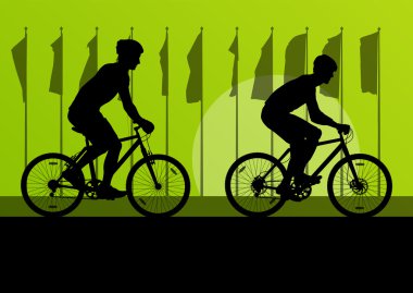 spor yol bisiklet binici ve bisiklet detaylı siluetleri Kabinin içinde