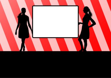 Kadını tutun Pano, boş afiş vektör arka plan kavramı