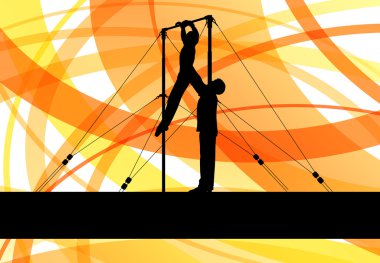 Gymnastics bar silhouette athlete vector abstract background con clipart