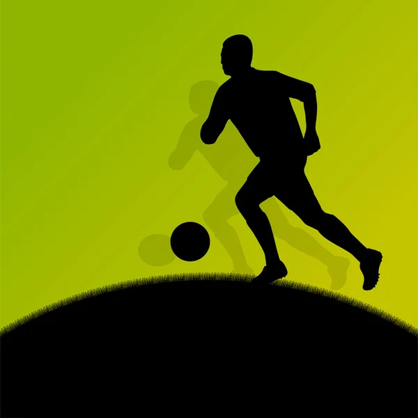 Calcio giocatori di calcio silhouette sportive attive vettore backgrou — Vettoriale Stock