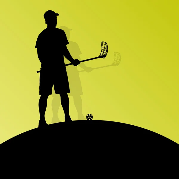 Floor ball players active sport silhouettes vector abstract back — Stock Vector