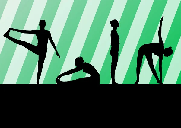 Yoga silhouetten vector achtergrond abstracte sjabloon concept — Wektor stockowy