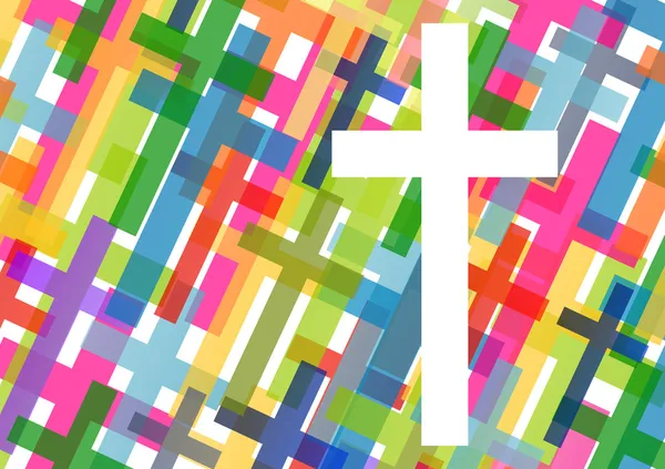 Vallás a kereszténység cross mozaik fogalom absztrakt háttér v — Stock Vector
