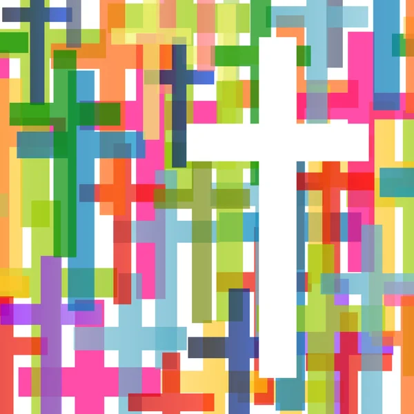 Christianity religion cross mosaic concept abstract background v — Stock Vector