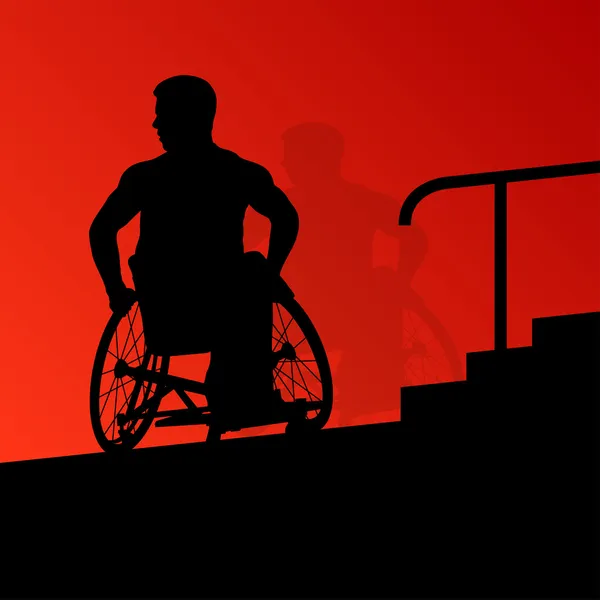 Hombres jóvenes discapacitados activos en una silla de ruedas atención médica detallada s — Archivo Imágenes Vectoriales