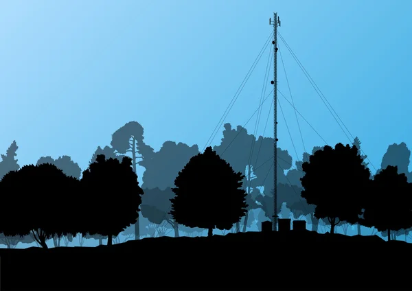 Telecommunicatie mobiele telefoon base station radiotoren met nl — Stockvector