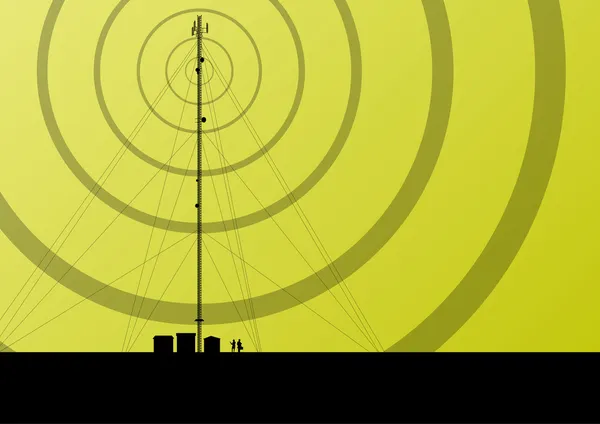 Telecomunicações estação base telefónica móvel torre de rádio com pt — Vetor de Stock