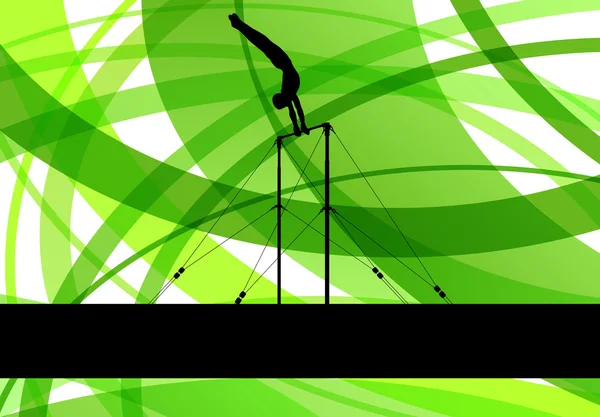 シルエット選手ベクトル抽象的な背景 con バー体操 — ストックベクタ